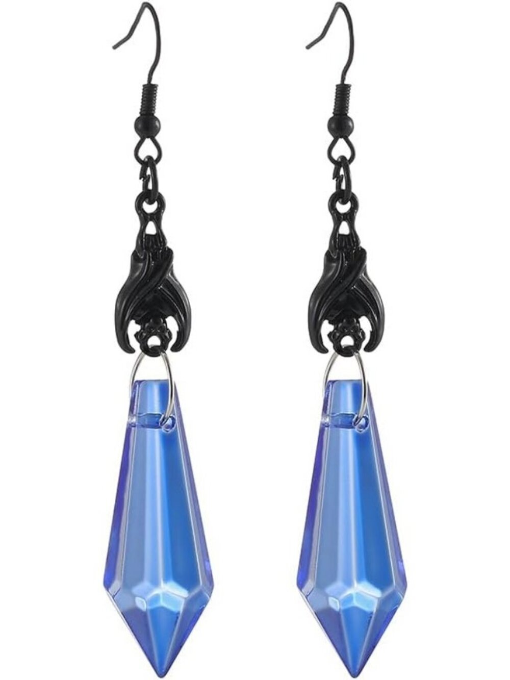 Vintage Gothic Bat Earrings Blue Crystal Dangle Punk Style Jewelry